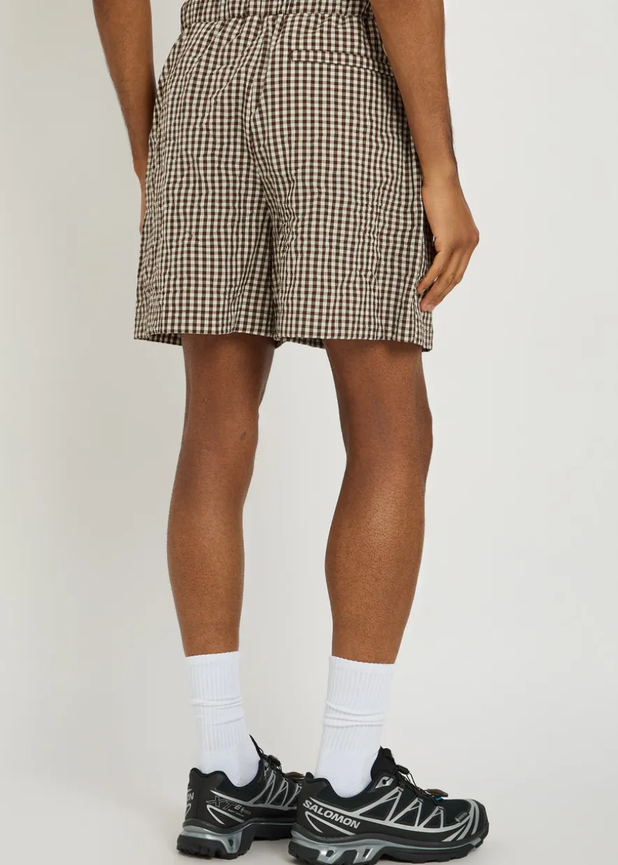 Gingham cotton-blend shorts
