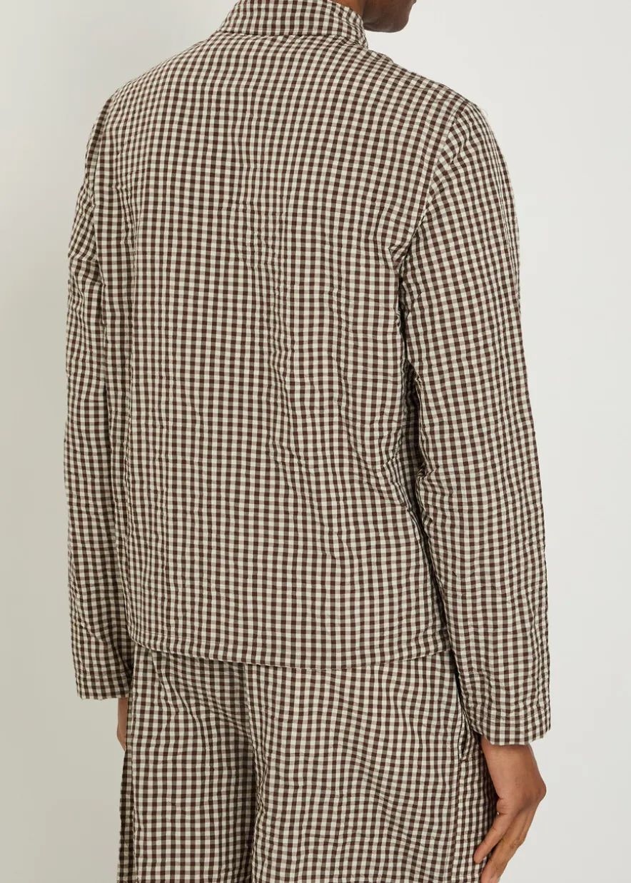 Gingham crinkled cotton-blend jacket