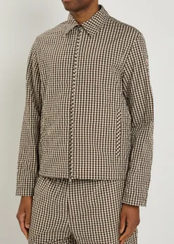 Gingham crinkled cotton-blend jacket