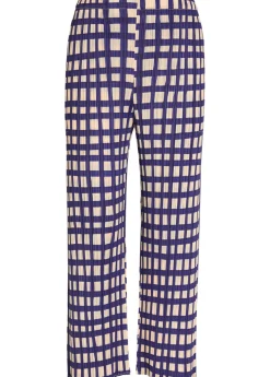 Gingham pleated straight-leg woven cropped trousers