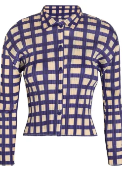 Gingham pleated woven shirt