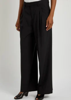 Giorgia pleated wide-leg wool trousers