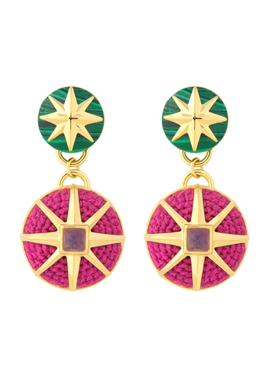 Giotto gemstone gold-plated drop earrings