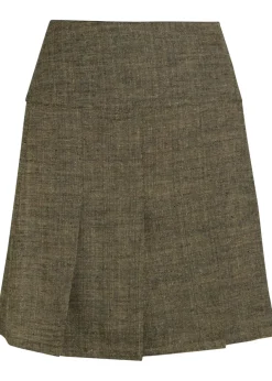 Girdle pleated linen and silk-blend mini skirt