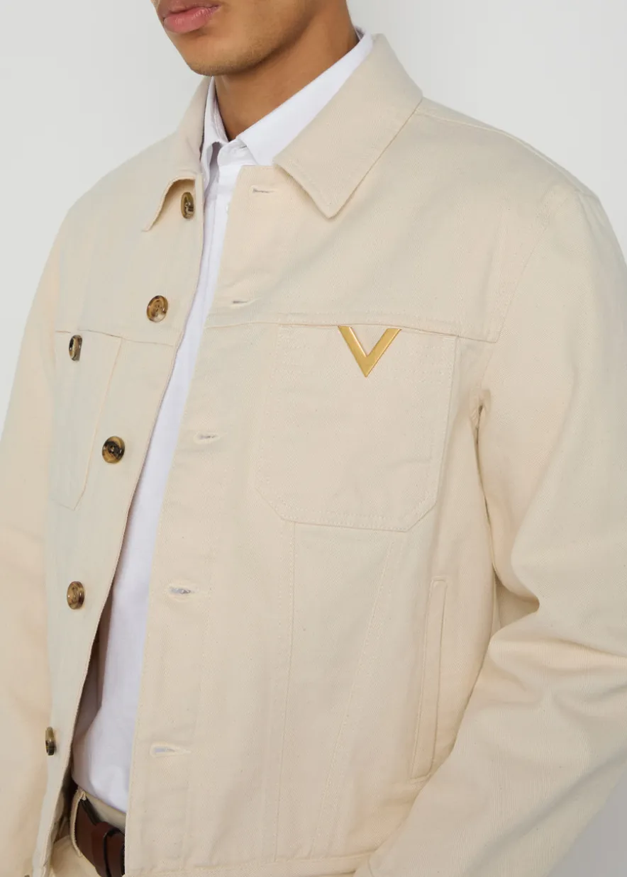 Giubbino Genio logo denim jacket