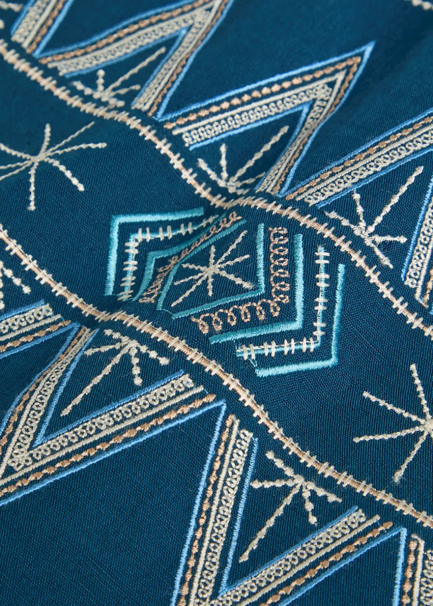 Giuliana embroidered linen-blend mini skirt
