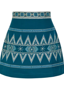 Giuliana embroidered linen-blend mini skirt