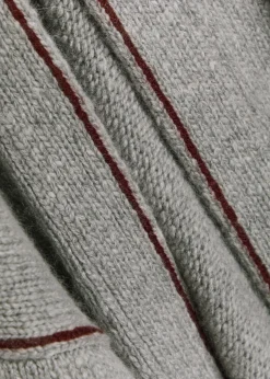 Glacier ribbed striped-trim cashmere robe