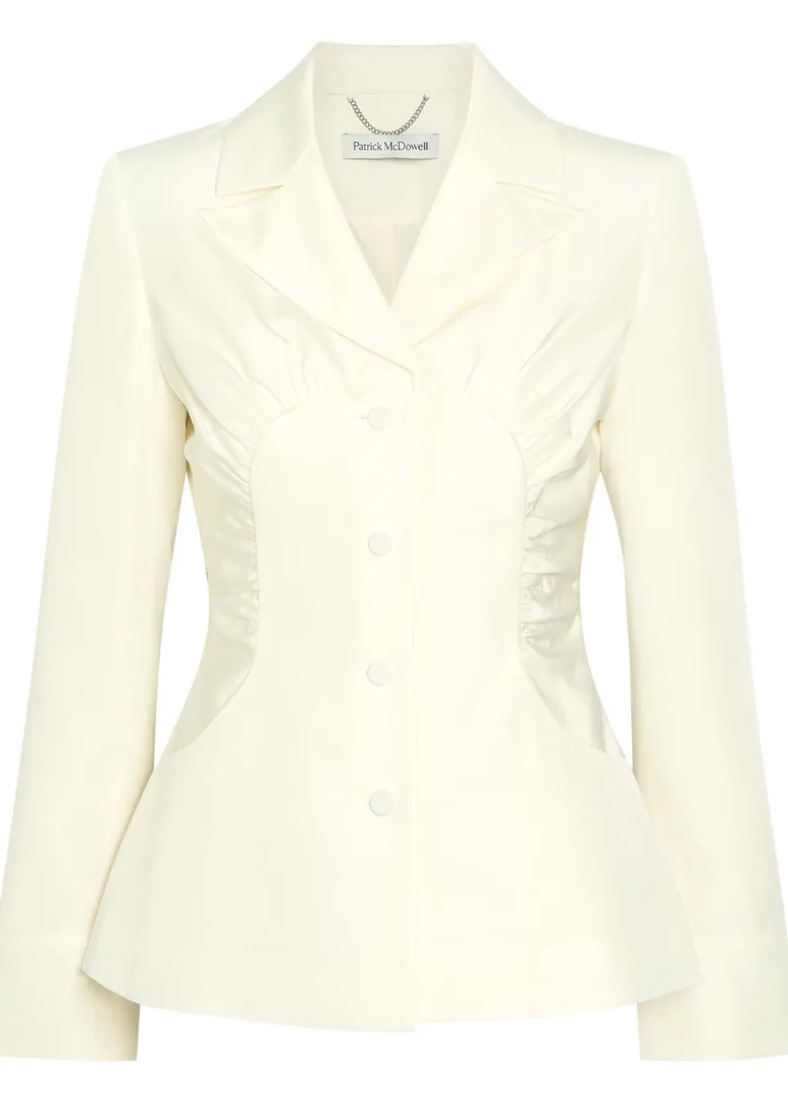 Glenaway gathered silk and wool-blend blazer