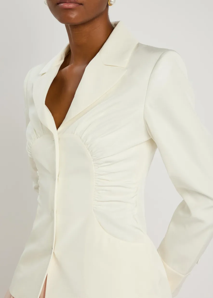 Glenaway gathered silk and wool-blend blazer