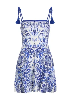 Glinda printed linen-blend mini dress
