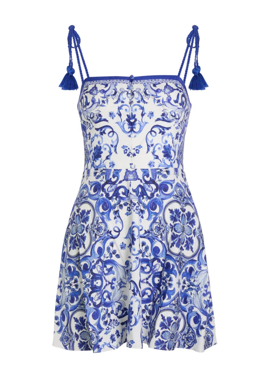Glinda printed linen-blend mini dress