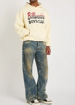 Glittered logo-print hooded cotton sweatshirt