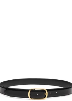 Glossed leather belt