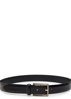 Glossed leather belt