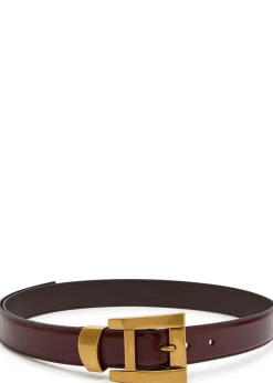 Glossed leather belt