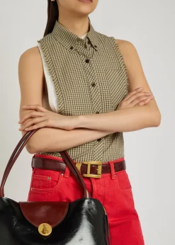 Glossed leather belt