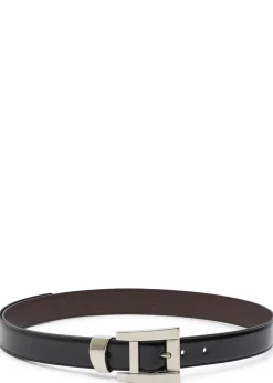 Glossed leather belt