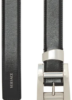 Glossed leather belt
