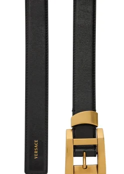 Glossed leather belt