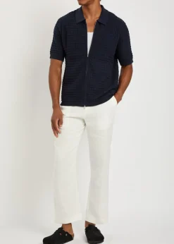 Goldie textured-knit cotton polo shirt
