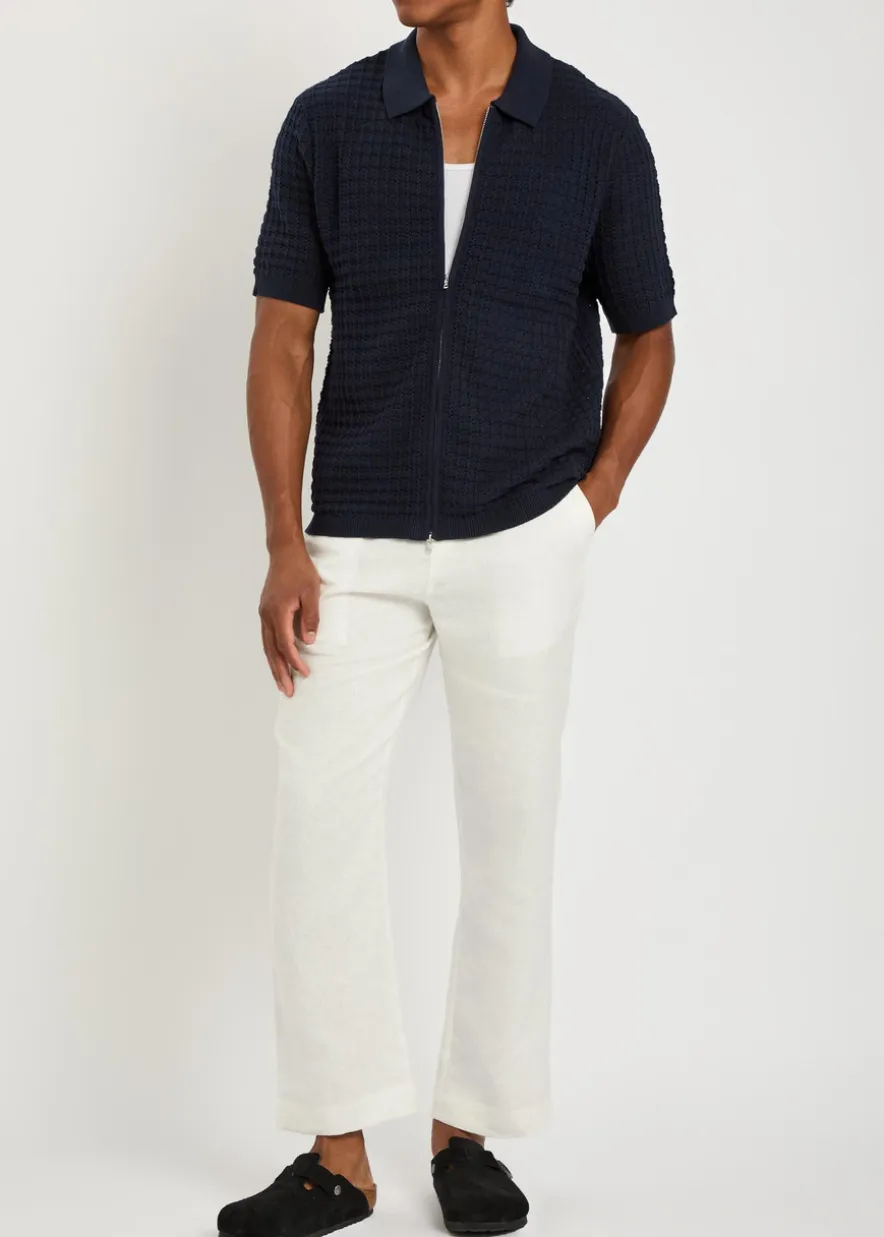 Goldie textured-knit cotton polo shirt