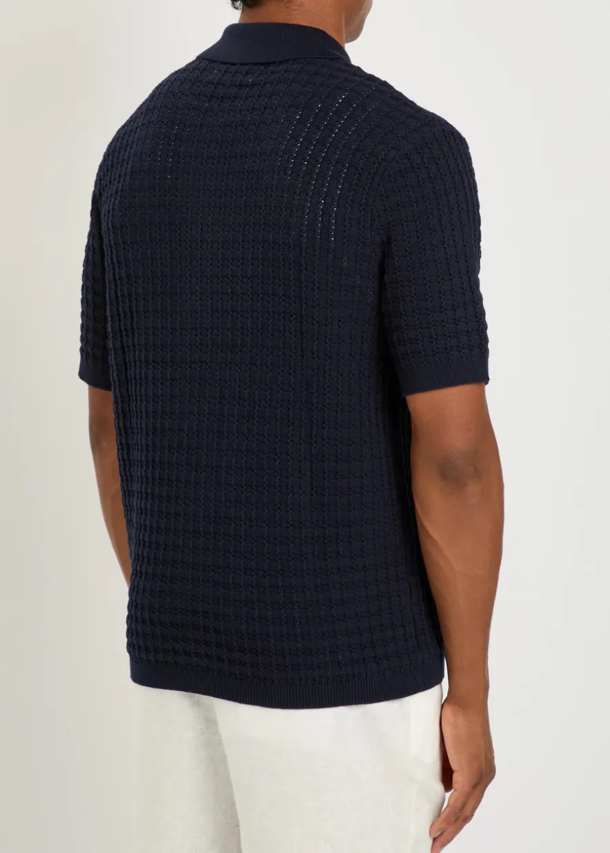 Goldie textured-knit cotton polo shirt