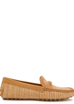 Gommino leather-trim raffia loafers