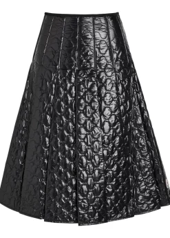 Gonna quilted pleated shell midi skirt