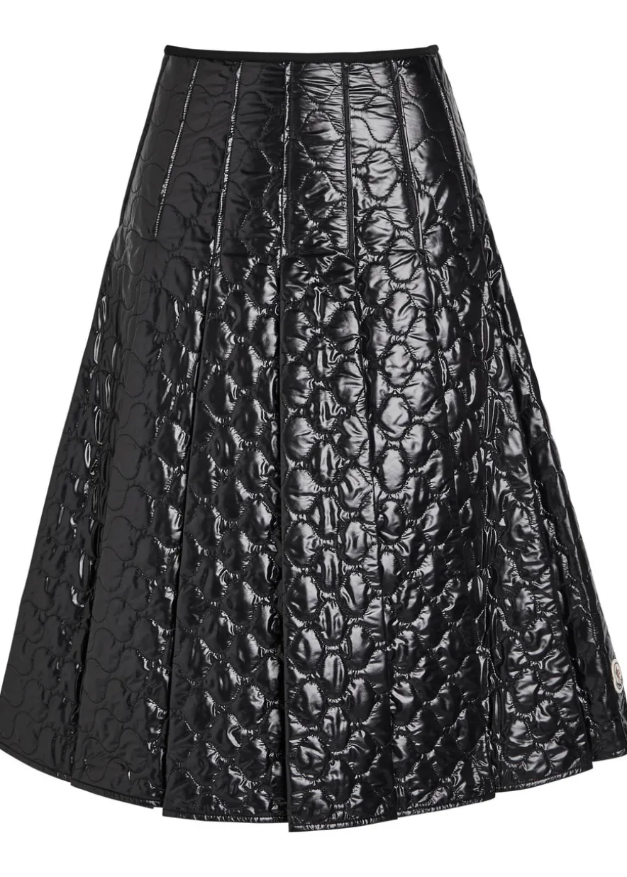 Gonna quilted pleated shell midi skirt