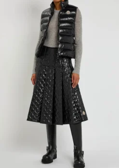 Gonna quilted pleated shell midi skirt