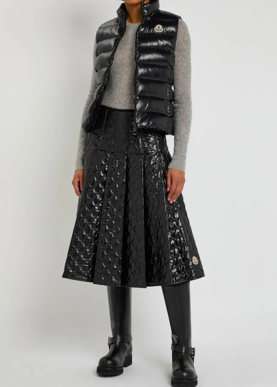 Gonna quilted pleated shell midi skirt