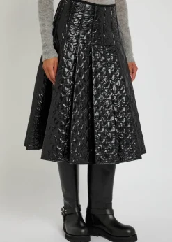 Gonna quilted pleated shell midi skirt