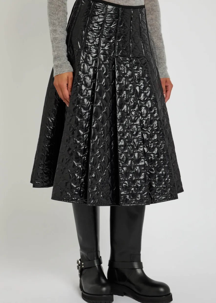 Gonna quilted pleated shell midi skirt