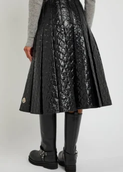 Gonna quilted pleated shell midi skirt
