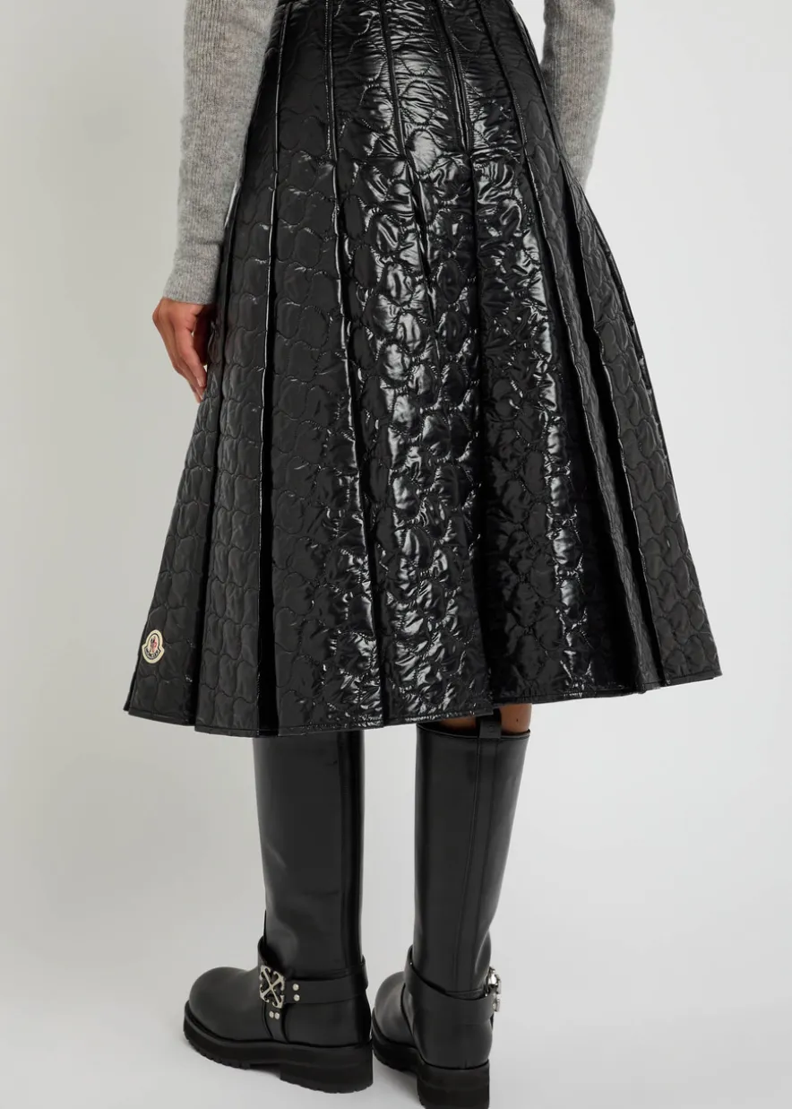 Gonna quilted pleated shell midi skirt