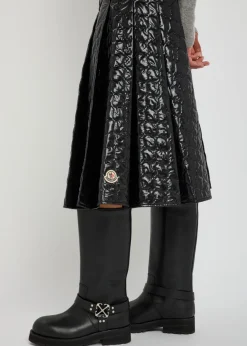 Gonna quilted pleated shell midi skirt