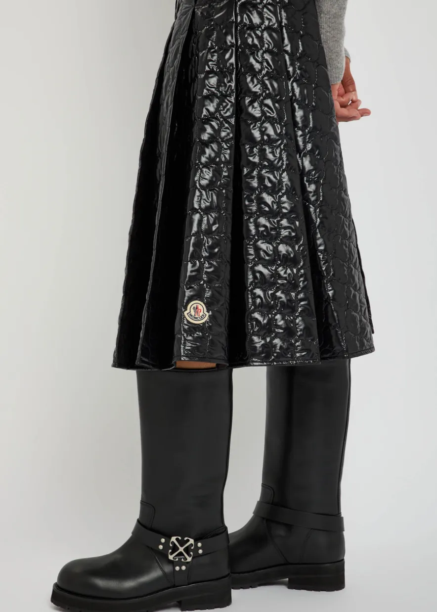 Gonna quilted pleated shell midi skirt