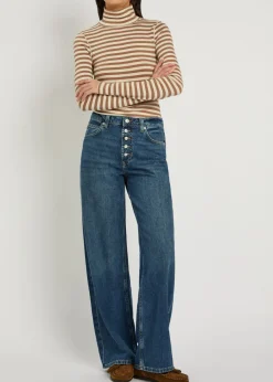 Good Good striped turtle-neck jersey top