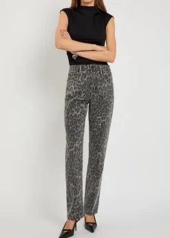 Good Icon leopard straight-leg jeans
