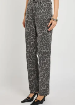 Good Icon leopard straight-leg jeans