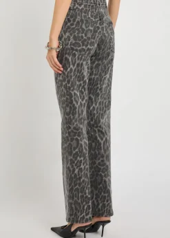 Good Icon leopard straight-leg jeans