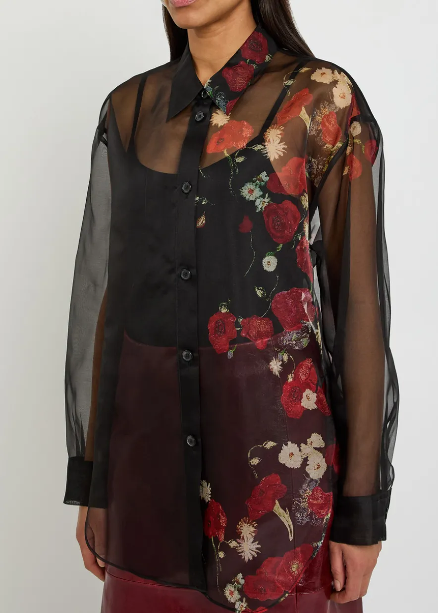 Goya floral-print silk-organza shirt