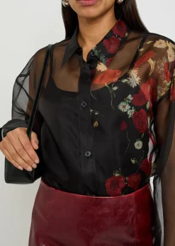 Goya floral-print silk-organza shirt