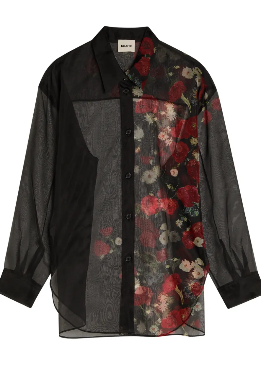 Goya floral-print silk-organza shirt