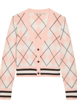 Grace argyl cropped cashmere-blend cardigan