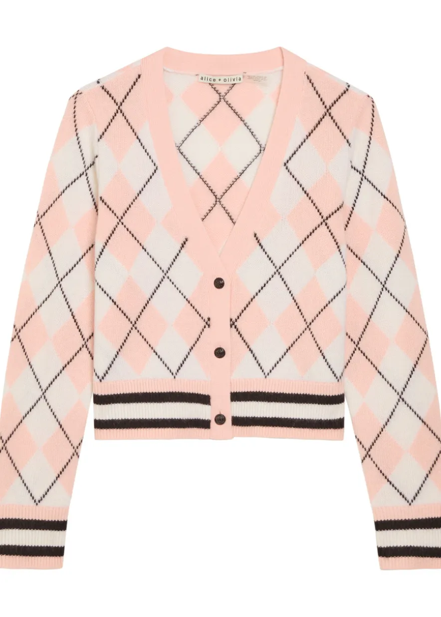 Grace argyl cropped cashmere-blend cardigan