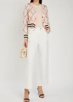 Grace argyl cropped cashmere-blend cardigan