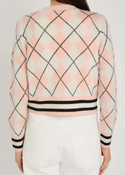 Grace argyl cropped cashmere-blend cardigan