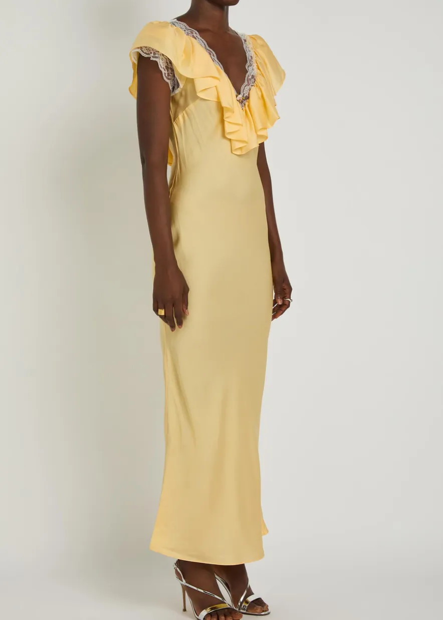 Gracie lace-trim silk-blend maxi dress